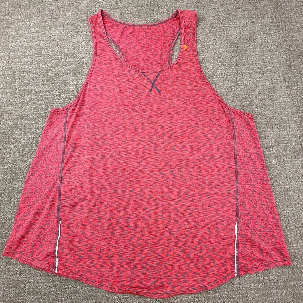 Athleta Tank Top Womens M Pink White Set of 2 Racerback Space Dye Mesh Athletic - Picture 2 of 12